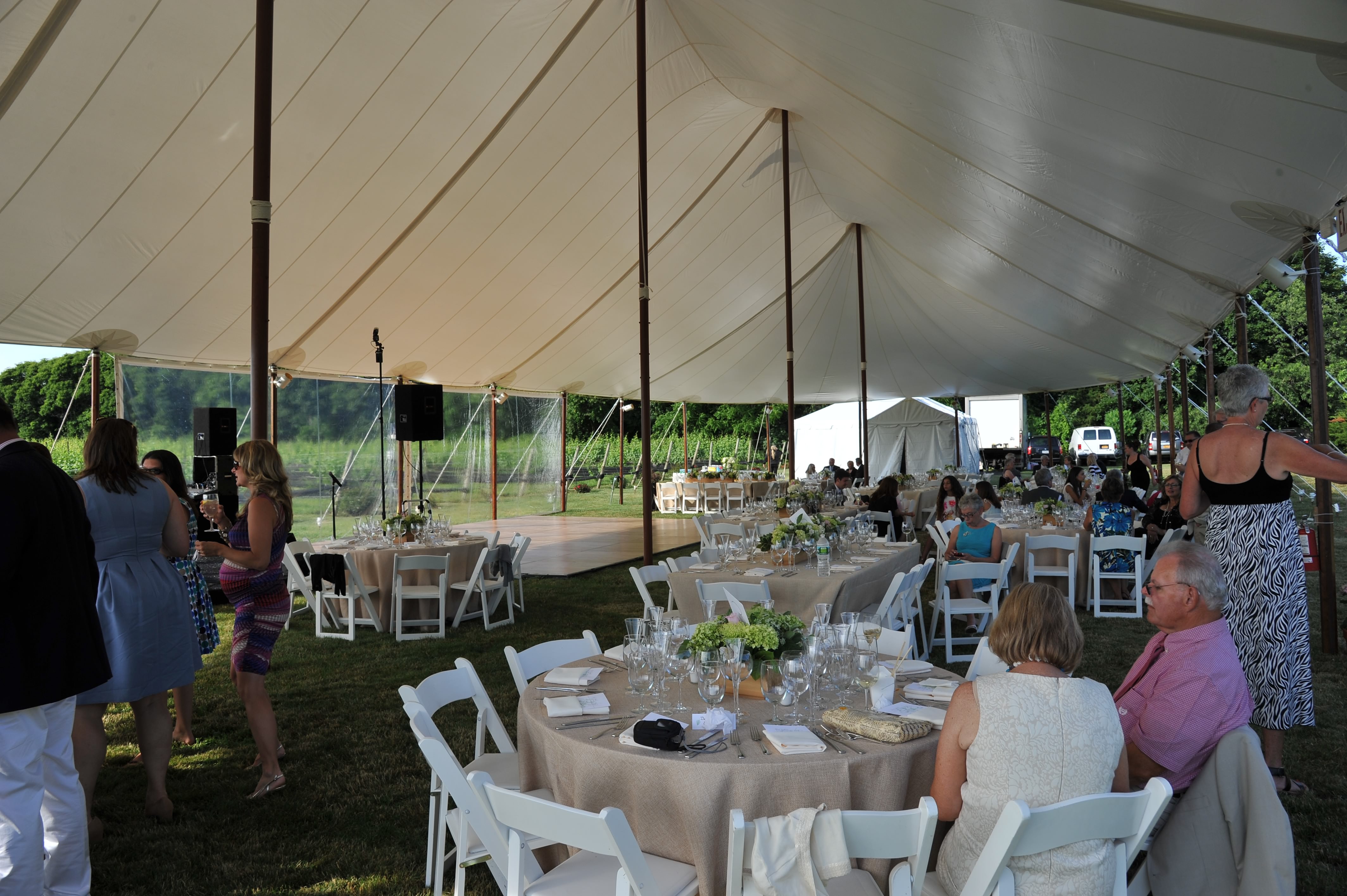 The deck, tented.